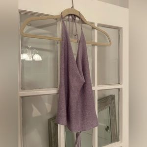 Superdown purple sparkly plunge top